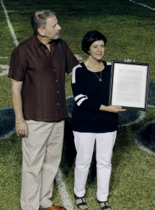 Merritt Island Christian School - Senior Night Half Time Presents the Foundation with a Plaque on 10/29/15